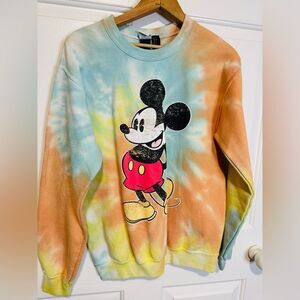 Disney Mickey Mouse Pastel Tie-Dye Crewneck Sweater size S
